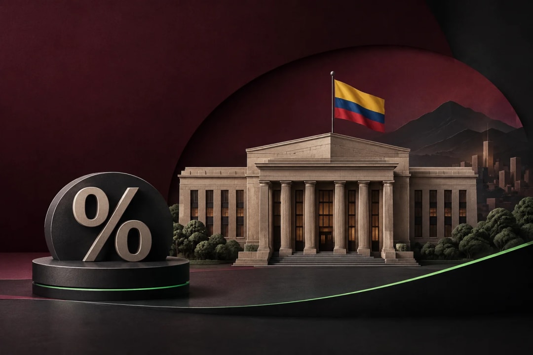 AI-generated editorial illustration for the forecast: Will the Central Bank of Colombia make no change to the monetary policy interest rate at the October meeting?