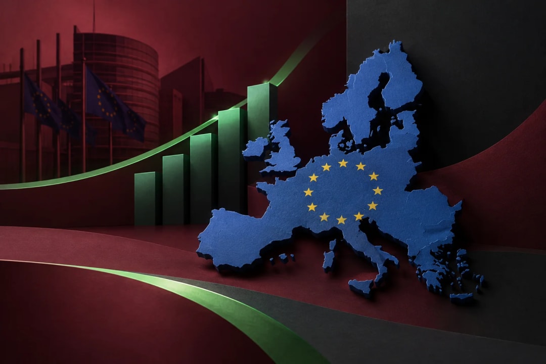 AI-generated editorial illustration for the forecast: Will Eurozone GDP growth in Q3 2026 be between 0.8% and 1.1%?