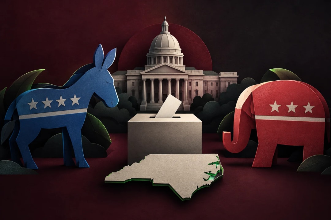 AI-generated editorial illustration for the forecast: Will the Democratic Party win the NC-13 House seat?