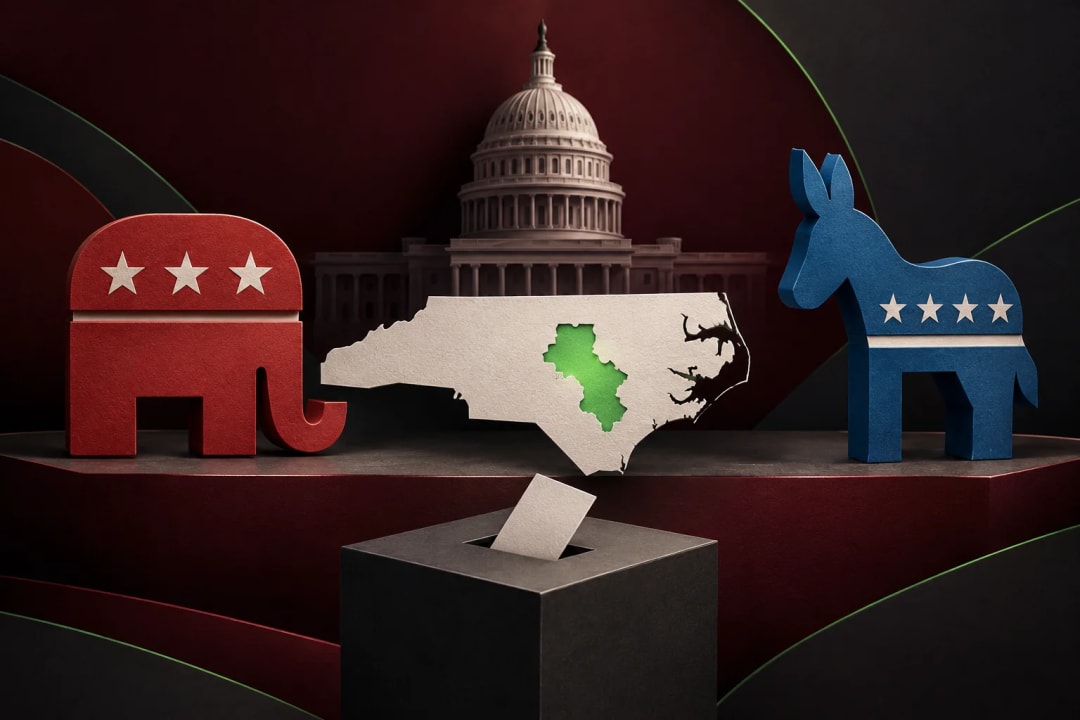 AI-generated editorial illustration for the forecast: Will the Republican Party win the NC-11 House seat?