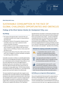 Sustainable Consumption in Germany in the Face of Global Challenges: Opportunities & Obstacles