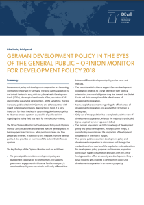 German Development Policy in the Eyes of the General Public - Opinion Monitor for Development Policy 2018