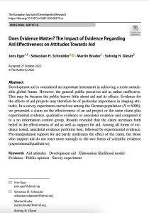 Does Evidence Matter? The Impact of Evidence Regarding Aid Effectiveness on German Attitudes toward Aid