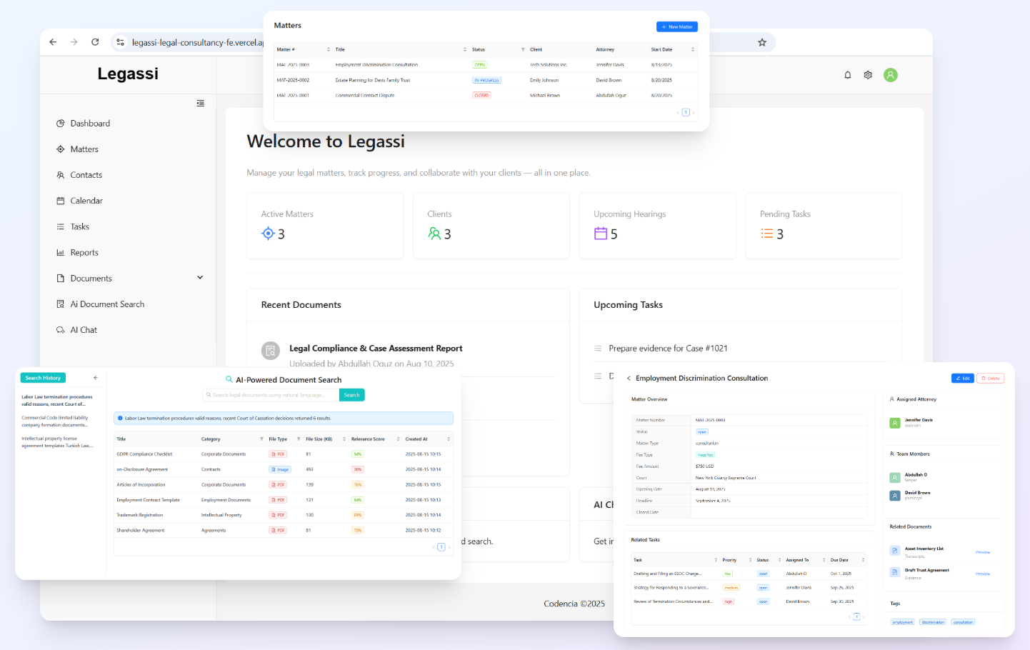 LegassiAi: Yapay Zeka Destekli Hukuk Asistanı ve Süreç Yönetim Platformu - Next.js Project - proje görseli