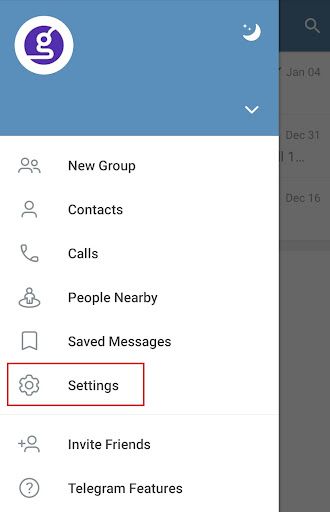 Telegram - Account settings