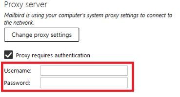 mailbird proxy settings in windows internet