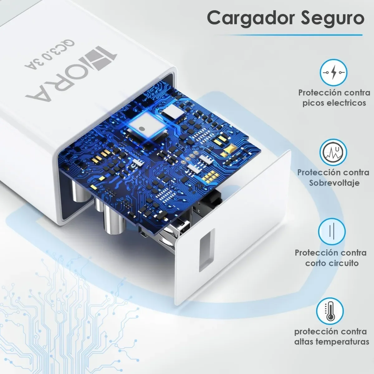 Cargador rapido 18W con cable tipo-C - vista 3