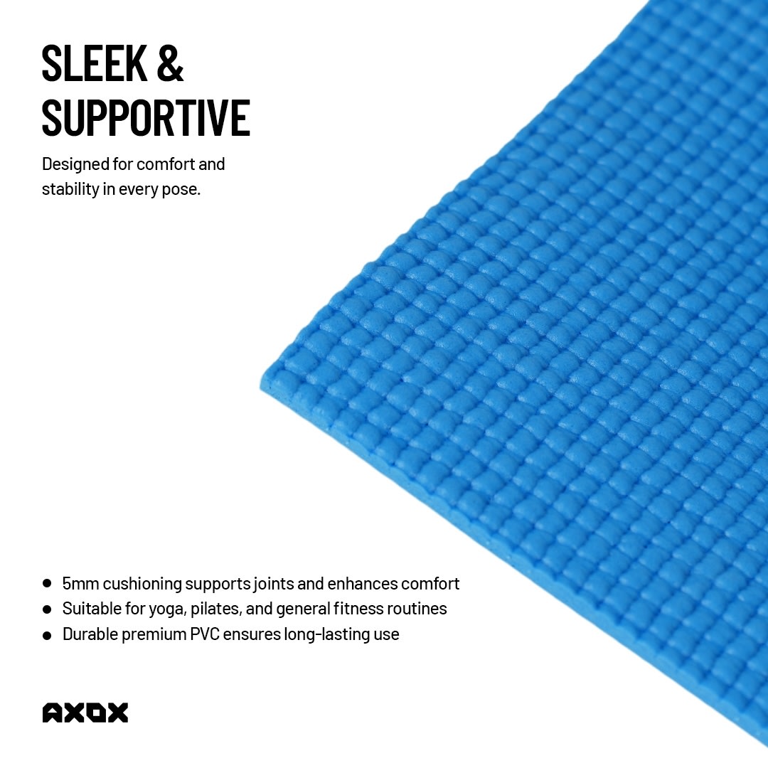 Axox Fitness Yoga/Exercise Mat | 5mm | Blue - Axox Fitness