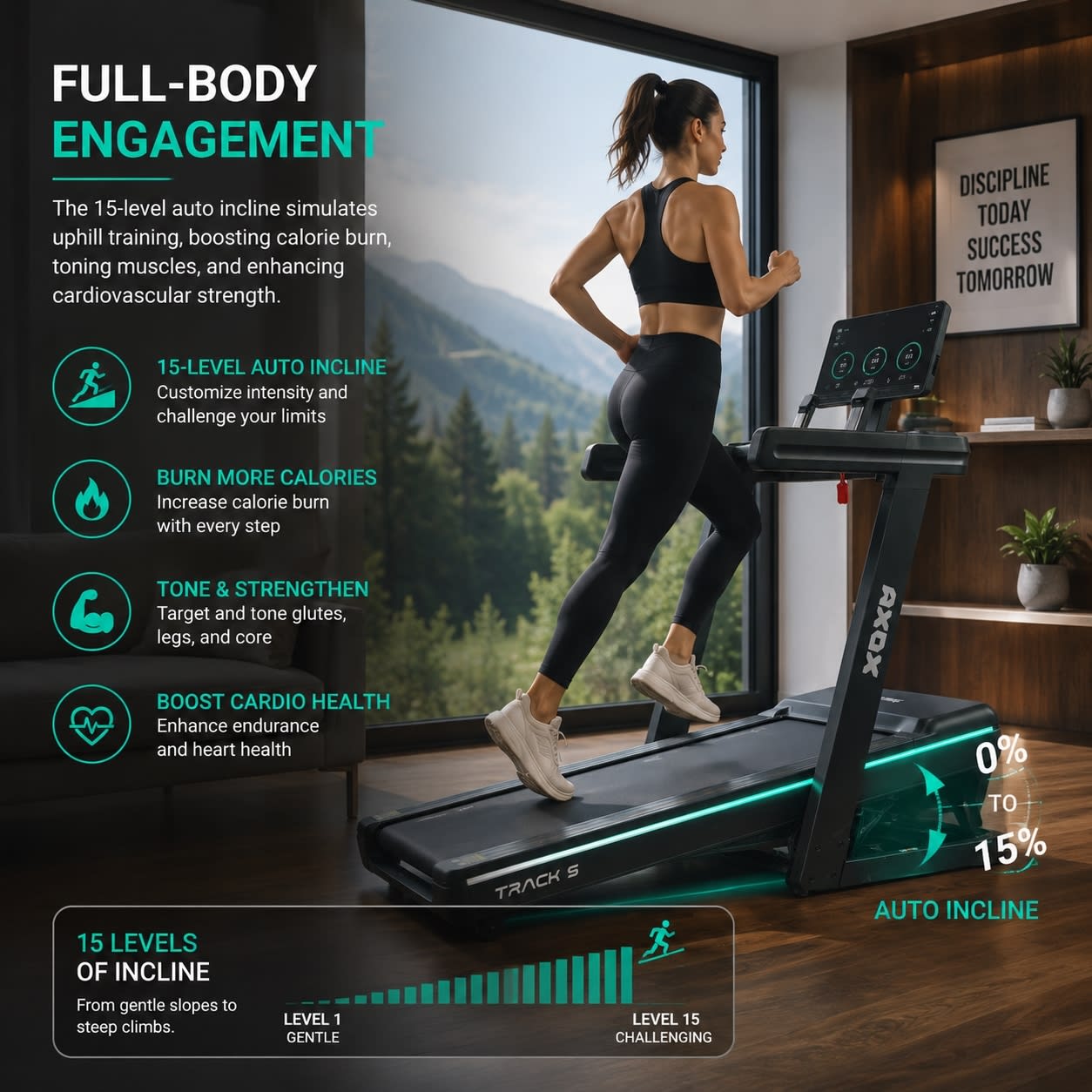Axox Fitness Foldable Track 5 Treadmill with 3HP AC Motor - Image 6