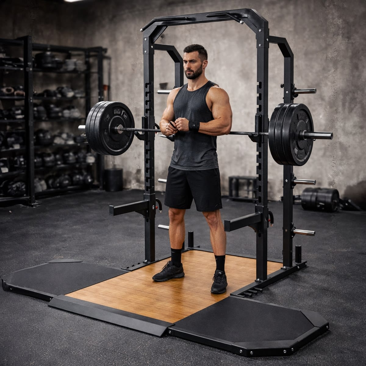 Axox Fitness Commercial Power Rack with Integrated Lifting Platform - Image 5