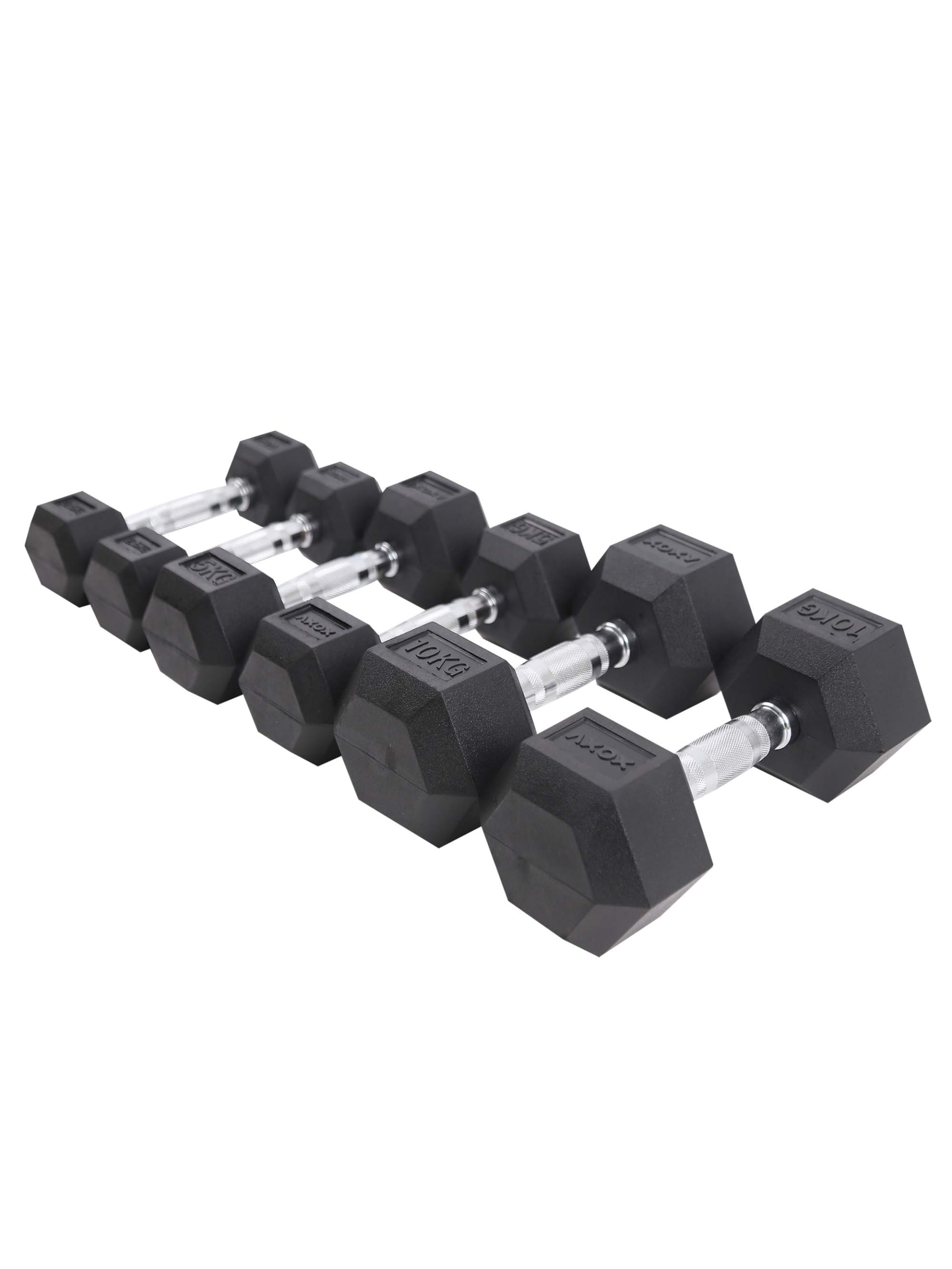 Axox Hex Rubber Coated Dumbbell | 2.5 to 25 Kg | Pair | Axox Fitness