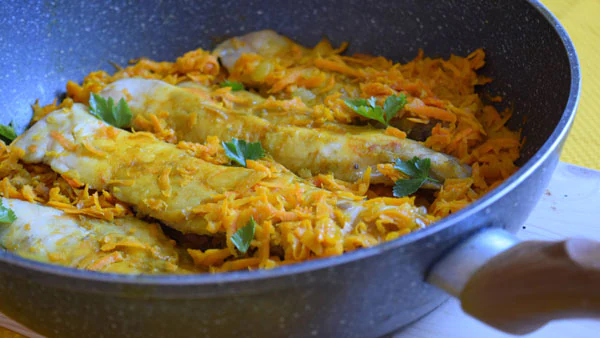 Hake with Sweet Potatoes in White Wine