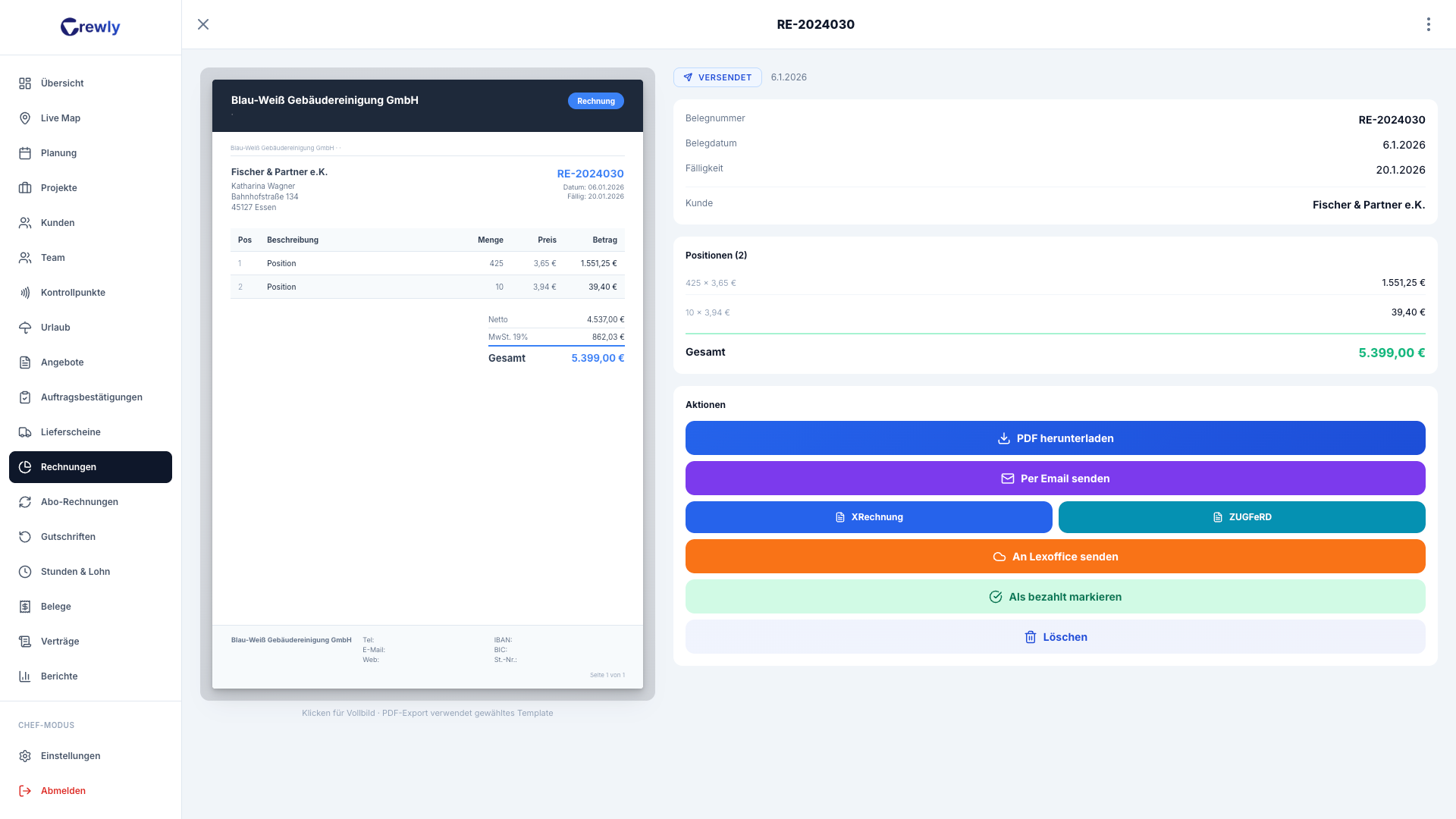 Crewly Angebote & Rechnungen