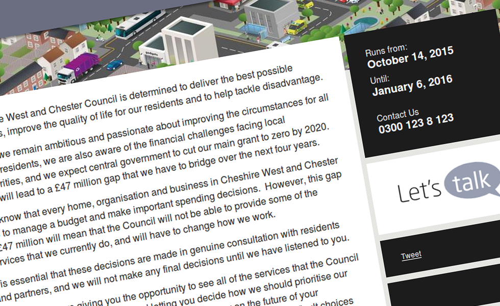 'screenshot of 'Cheshire West and Chester Council, UK