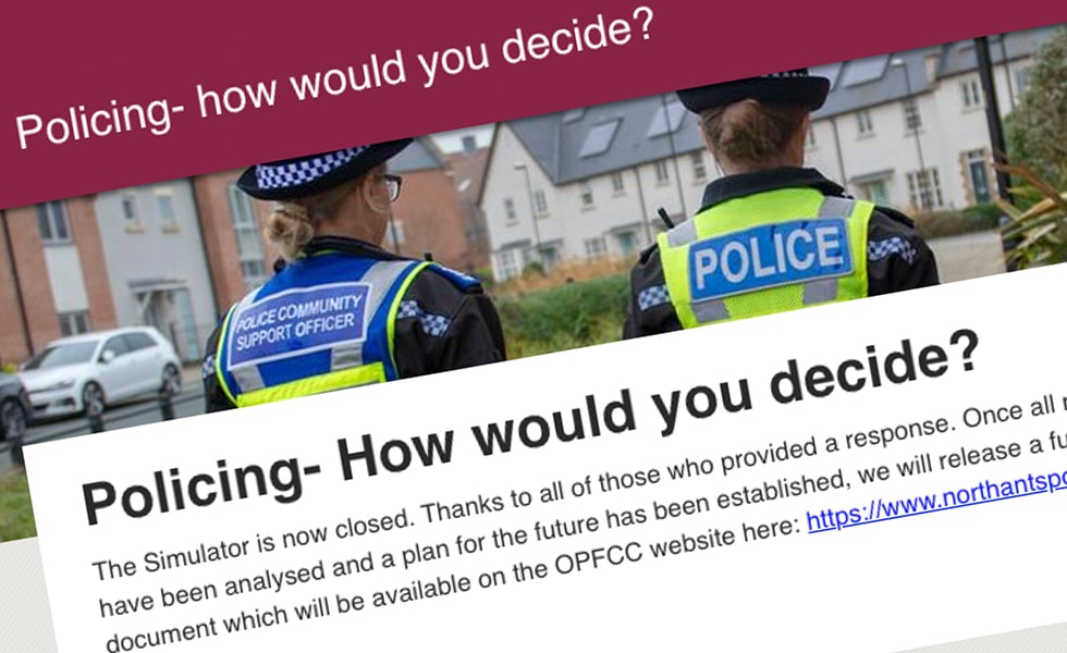 'screenshot of 'Northants Police, Fire and Crime Commissioner, UK