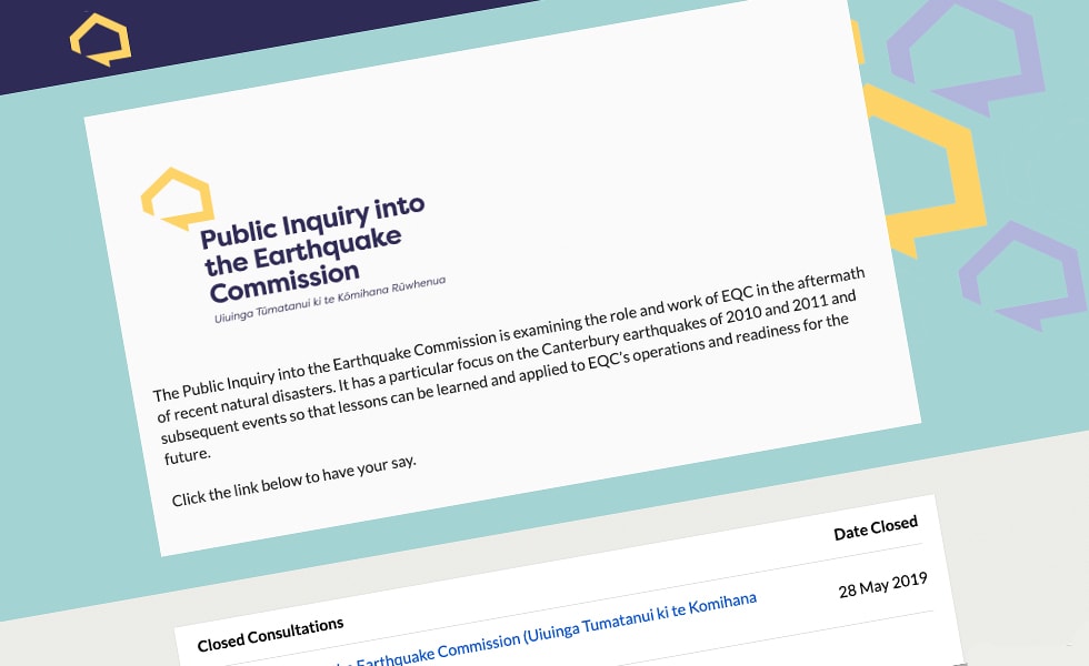 'screenshot of 'Earthquake Commission Inquiry, NZ