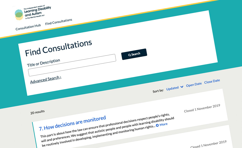 'screenshot of 'Independent Review of Disability and Autism MHA, UK