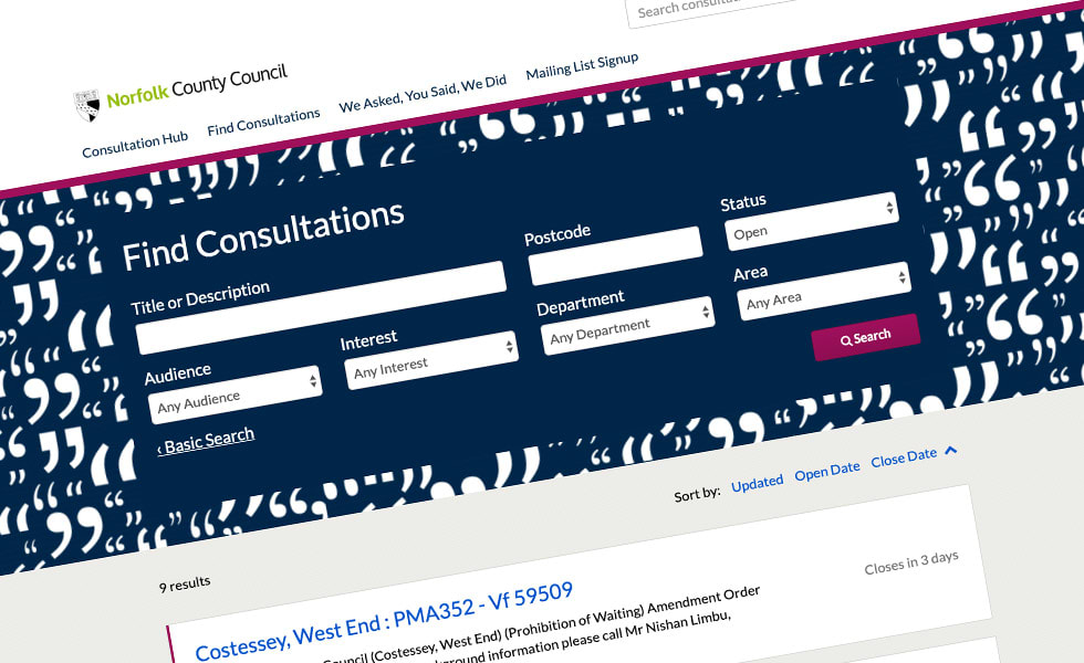 'screenshot of 'Norfolk County Council, UK