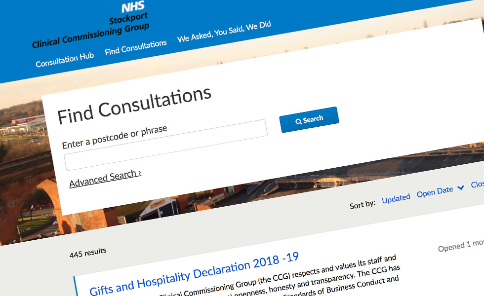 'screenshot of 'Stockport Clinical Commissioning Group, UK