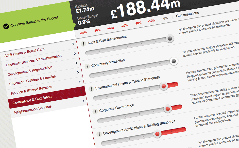 Deliberating on council budget savings with Simulator