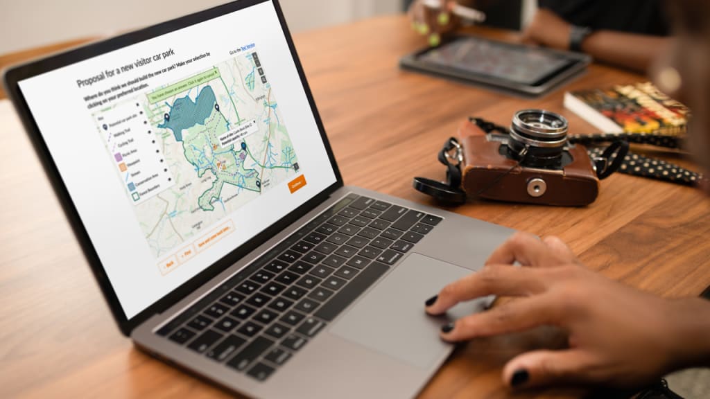 laptop open to survey on citizen space