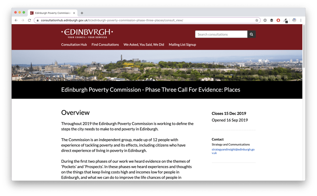 edinburgh city council call for evidence, digital call for evidence, digital engagement