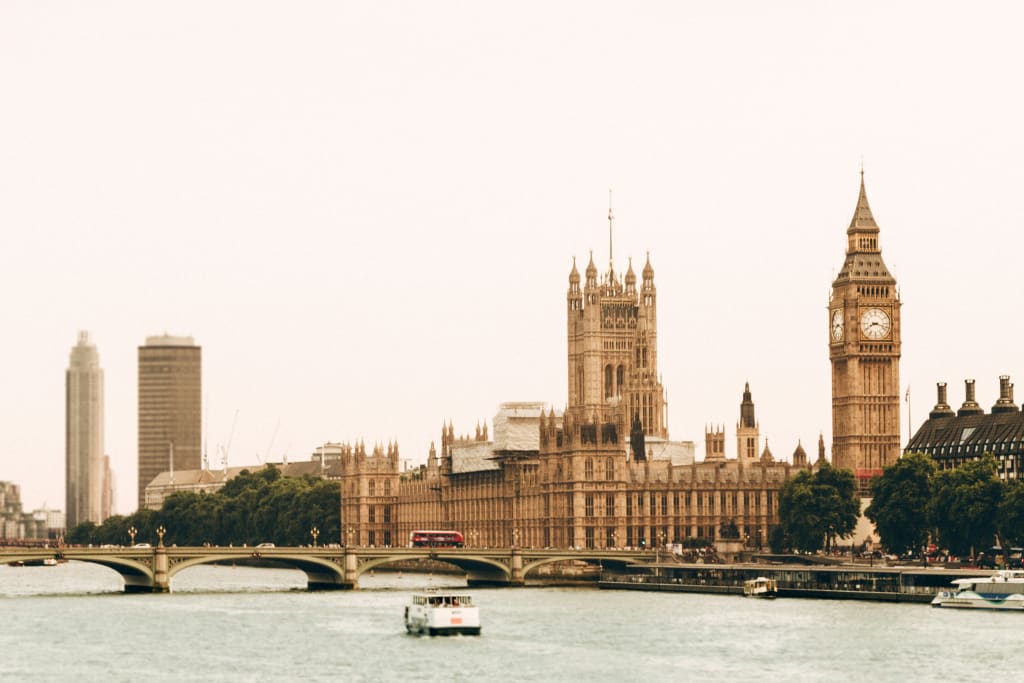 representative democracy as shown by the UK houses of parliament overlooked from the river