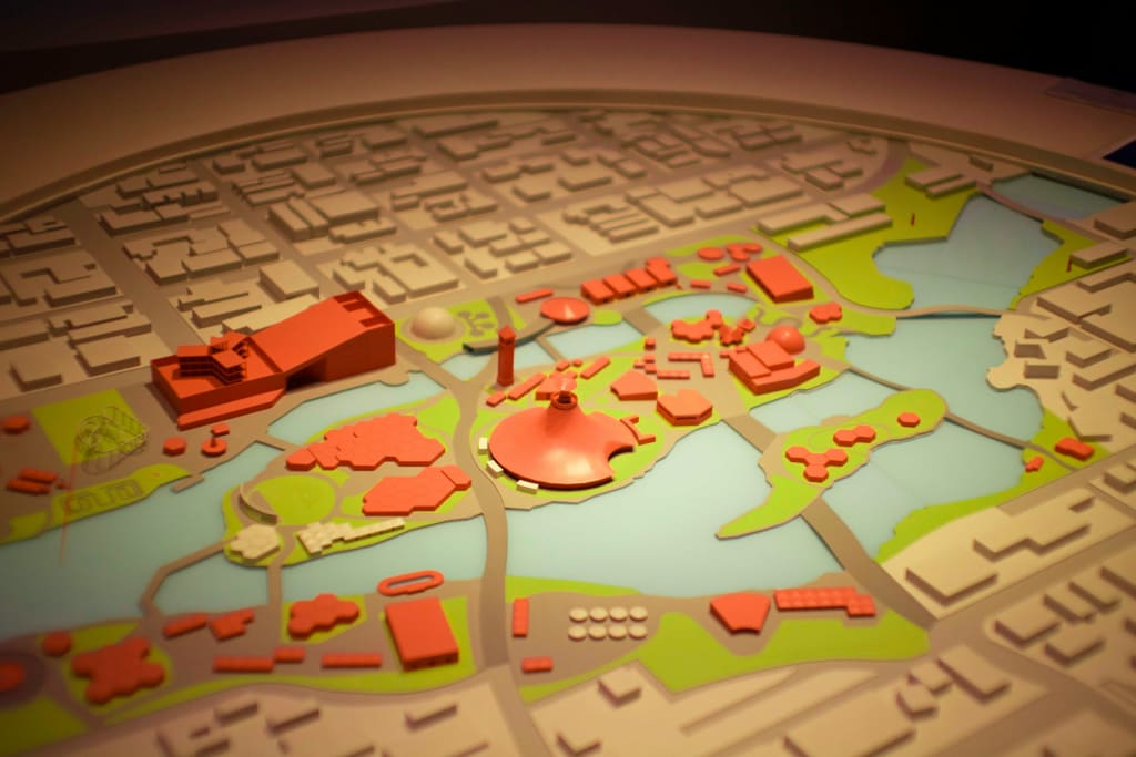 a model of a city with a new development proposed to simulate how it will look for better spatial planning
