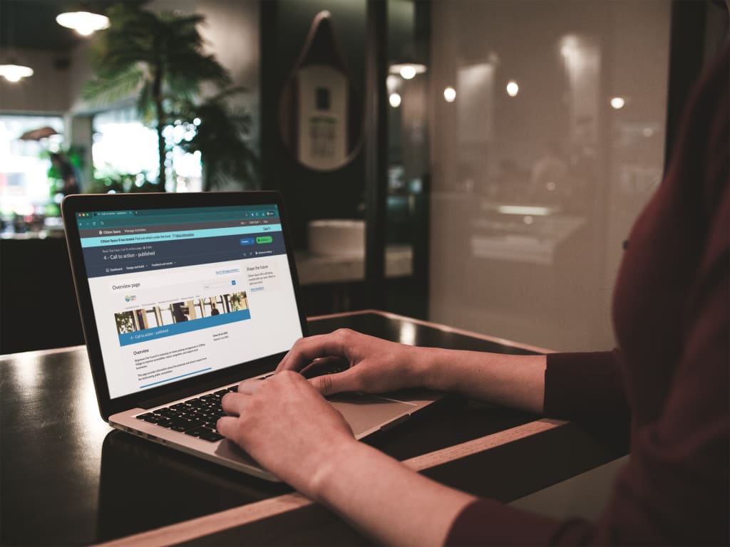 Woman working at laptop