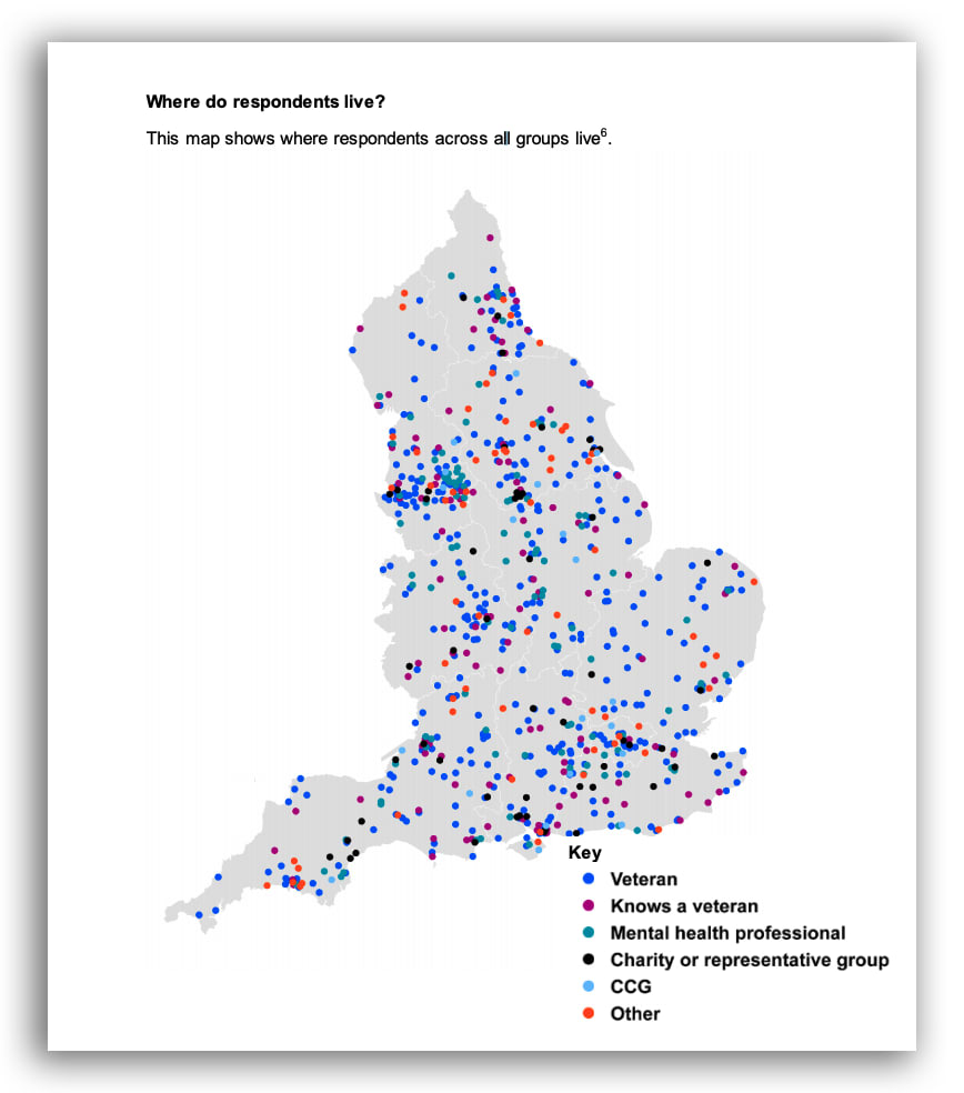 Geospatial information on how NHS England’s consultees responded based on location.