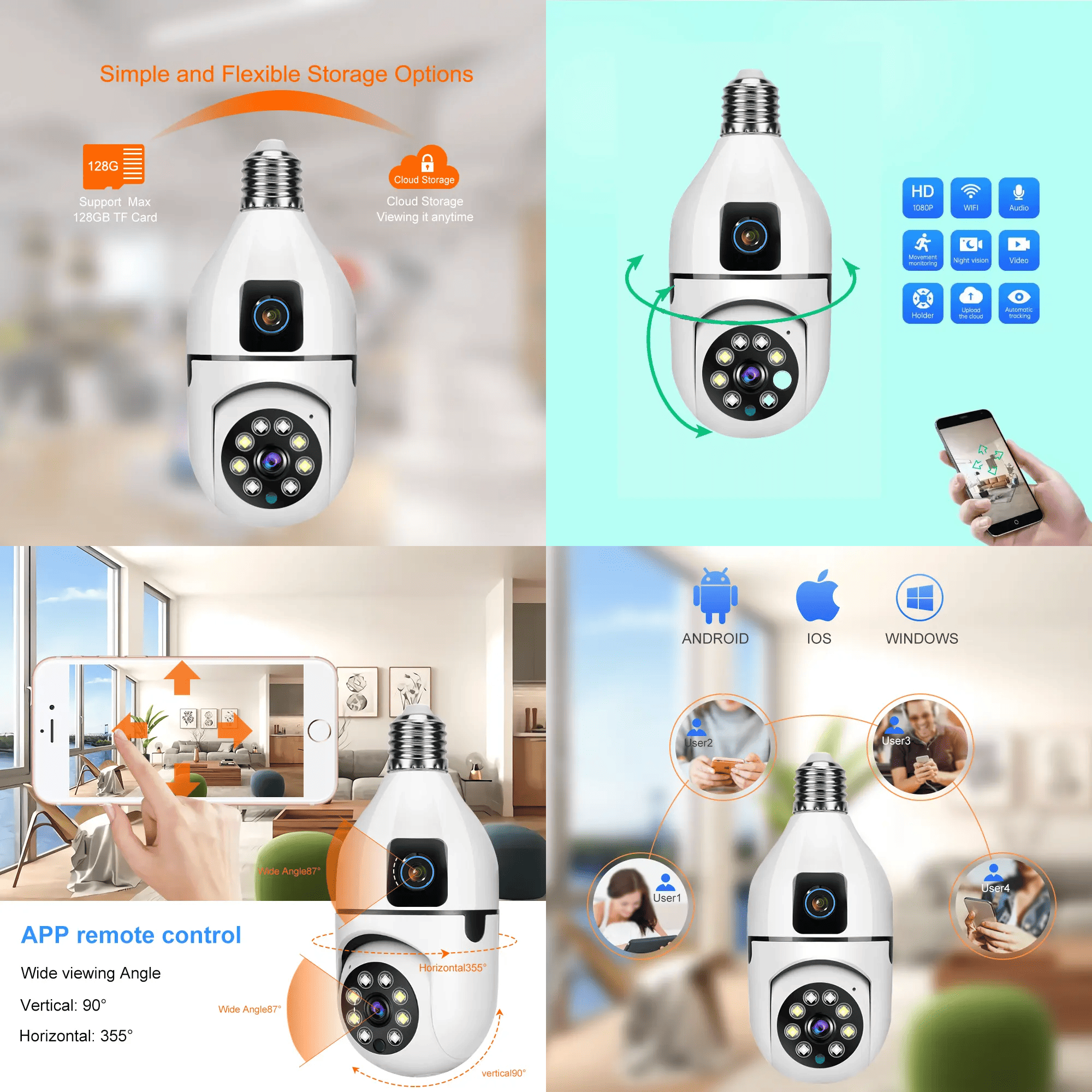 Ampoule sans fil avec caméra de suivi automatique à 360° à vendre