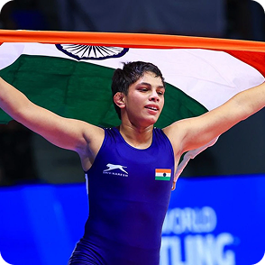 Tapasya Gehlavat with the Indian flag
