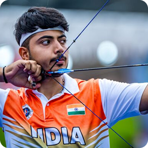 Kushal Dalal drawing a bow