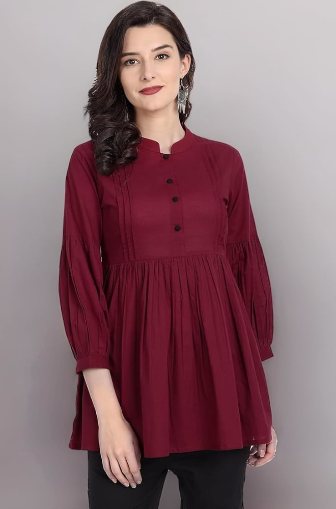 Casual Top - Maroon (Cotton Blend)