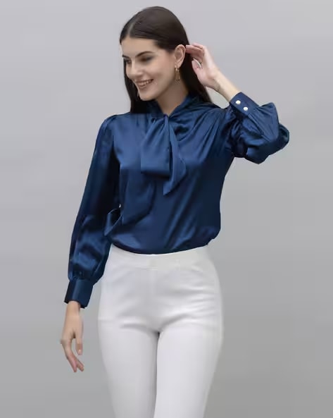 Formal Top - Navy Blue (Silk)