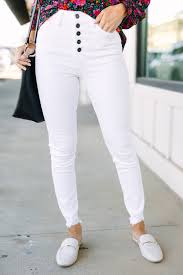 High Waist Jeans - White (Silk)