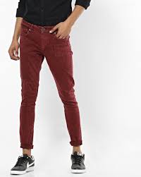 Slim Fit Jeans - Maroon (Rayon)