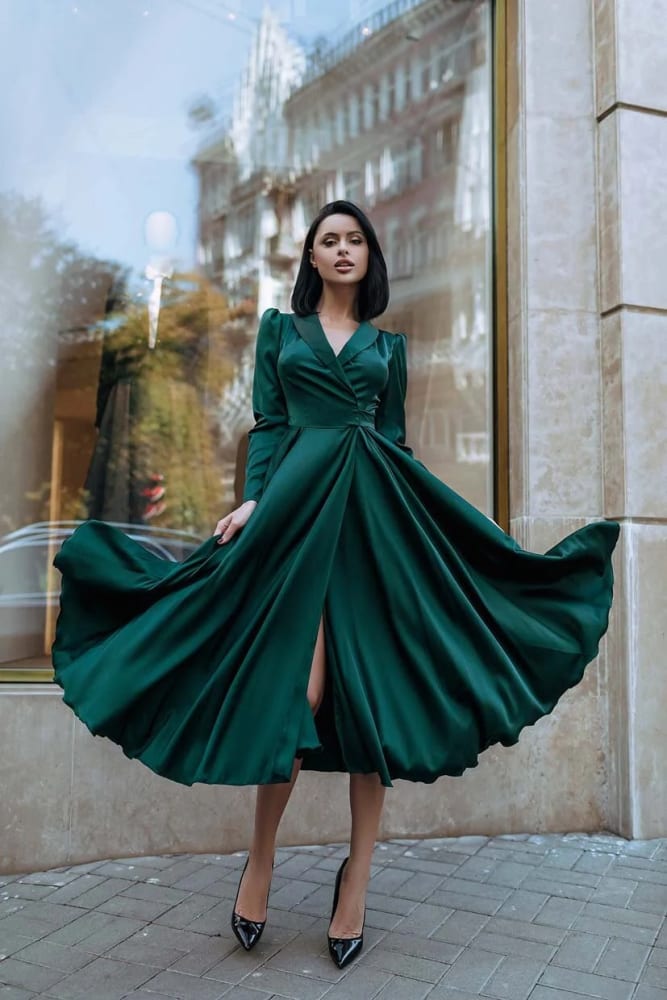 Casual Dress - Green (Silk)