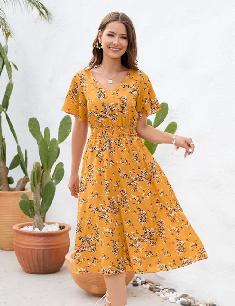 Party Dress - Yellow (Chiffon)