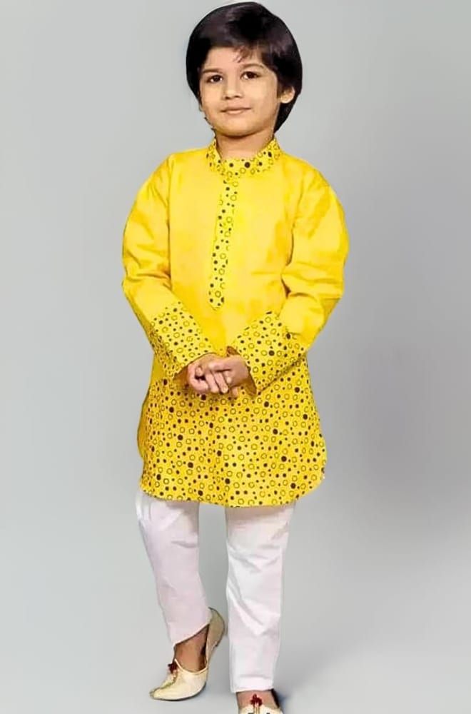 Boys Kurta Set - Yellow (Polyester)