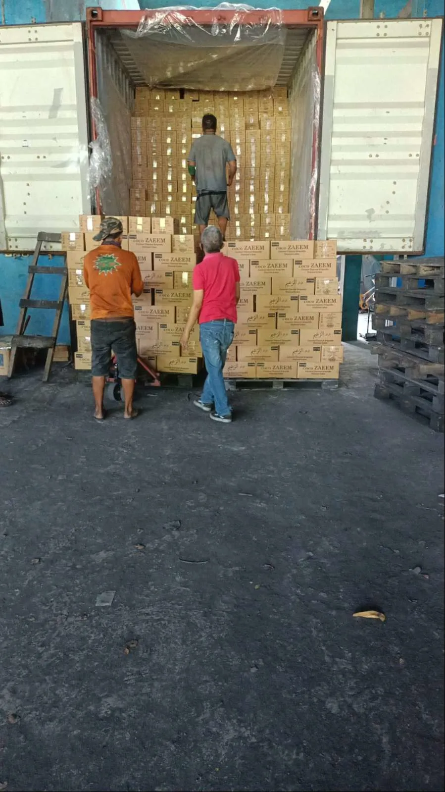 Loading charcoal boxes