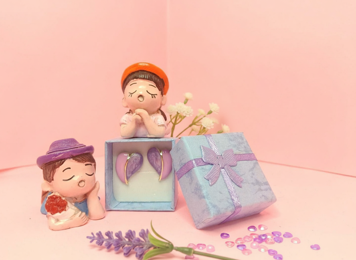 Violet Duo Heart Studs