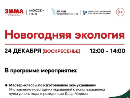 В Зарайске пройдет тематическое мероприятие «Новогодняя экология»
