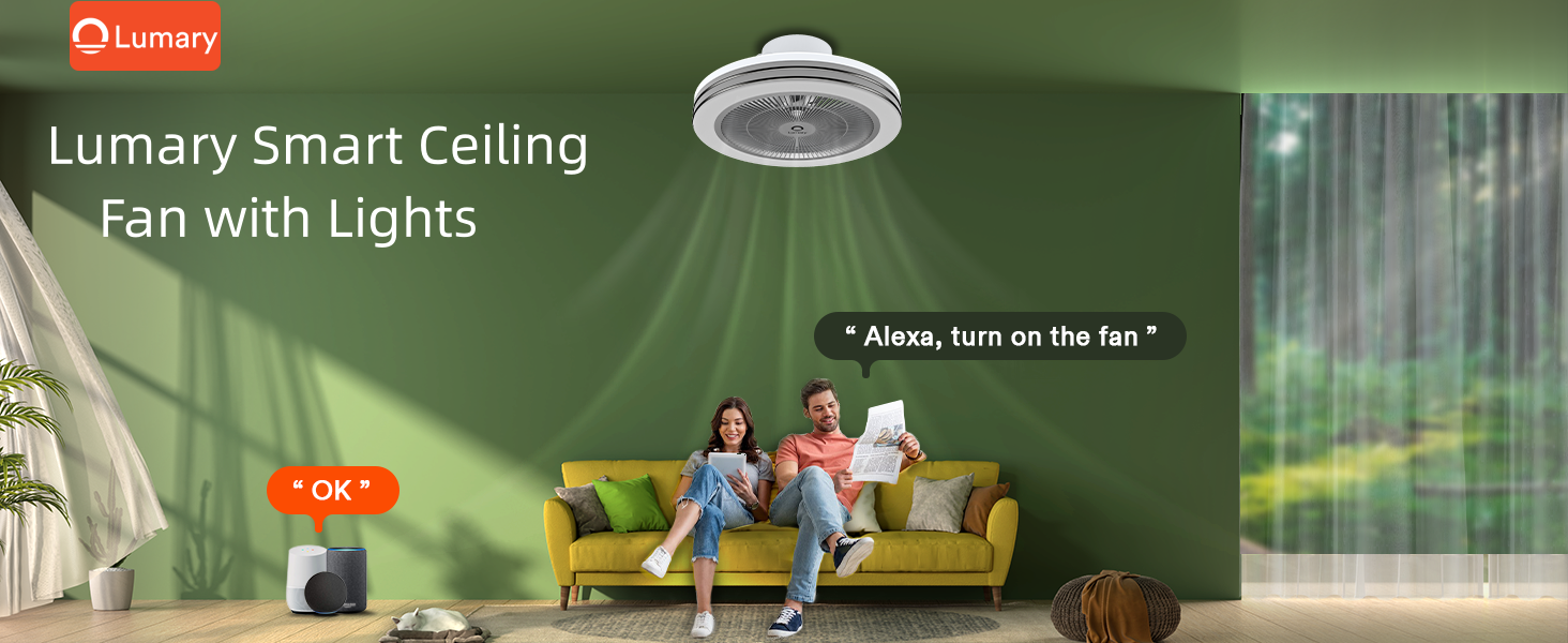 Lumary Smart WiFi & Bluetooth Ceiling Fan with RGBAI Light 35W 18 Inch 6  Speeds Reversible Low Profile Flush Mount Ceiling Fan Work with  Alexa/Google Assistant/Remote Control for Bedroom Living Room