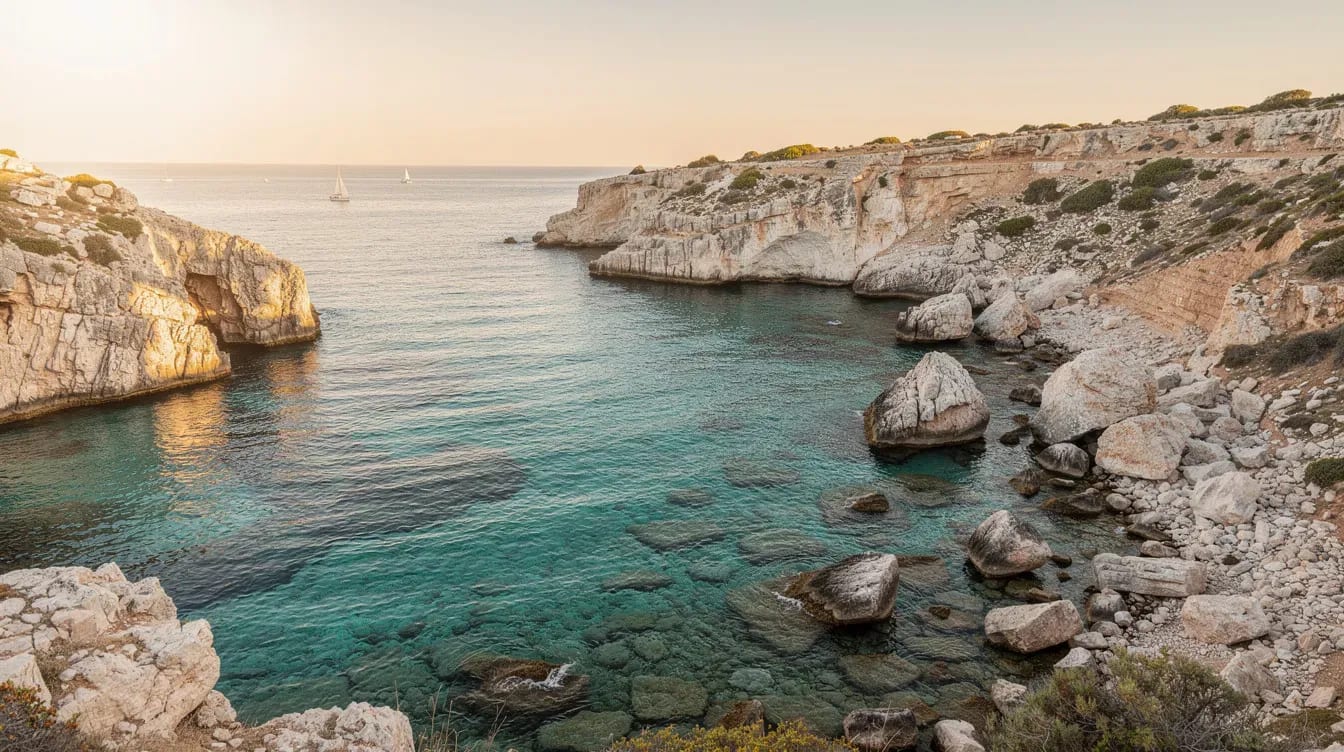 Vista tranquila de la Playa de la Almadraba a primera hora en Alicante