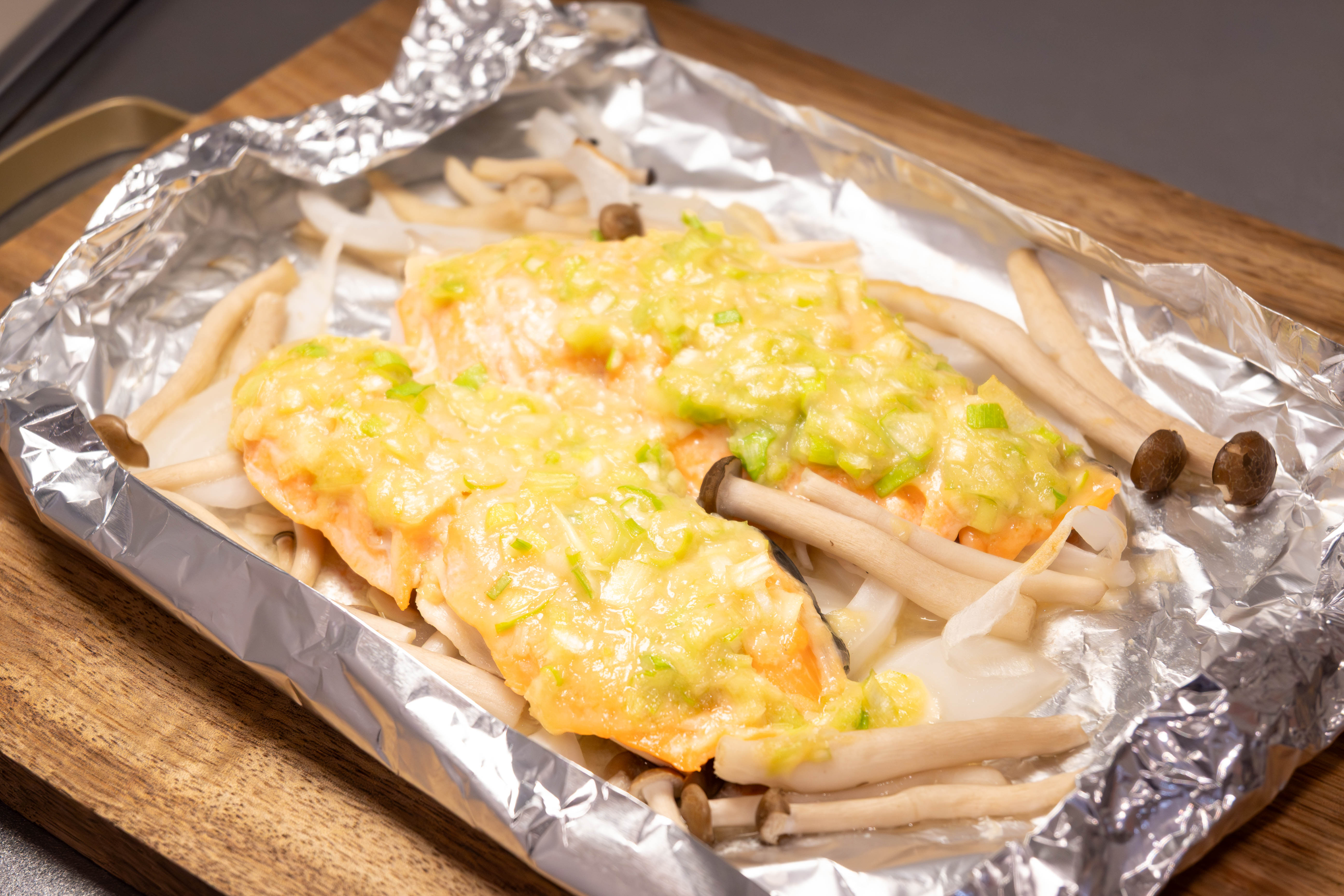 鮭のネギ味噌焼き