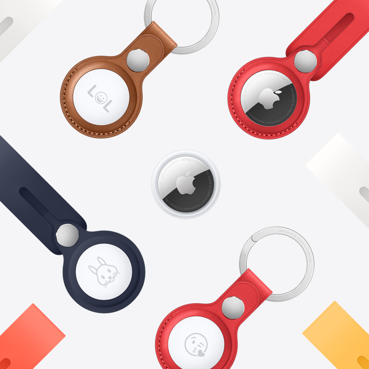 Lots of colorful Apple AirTags