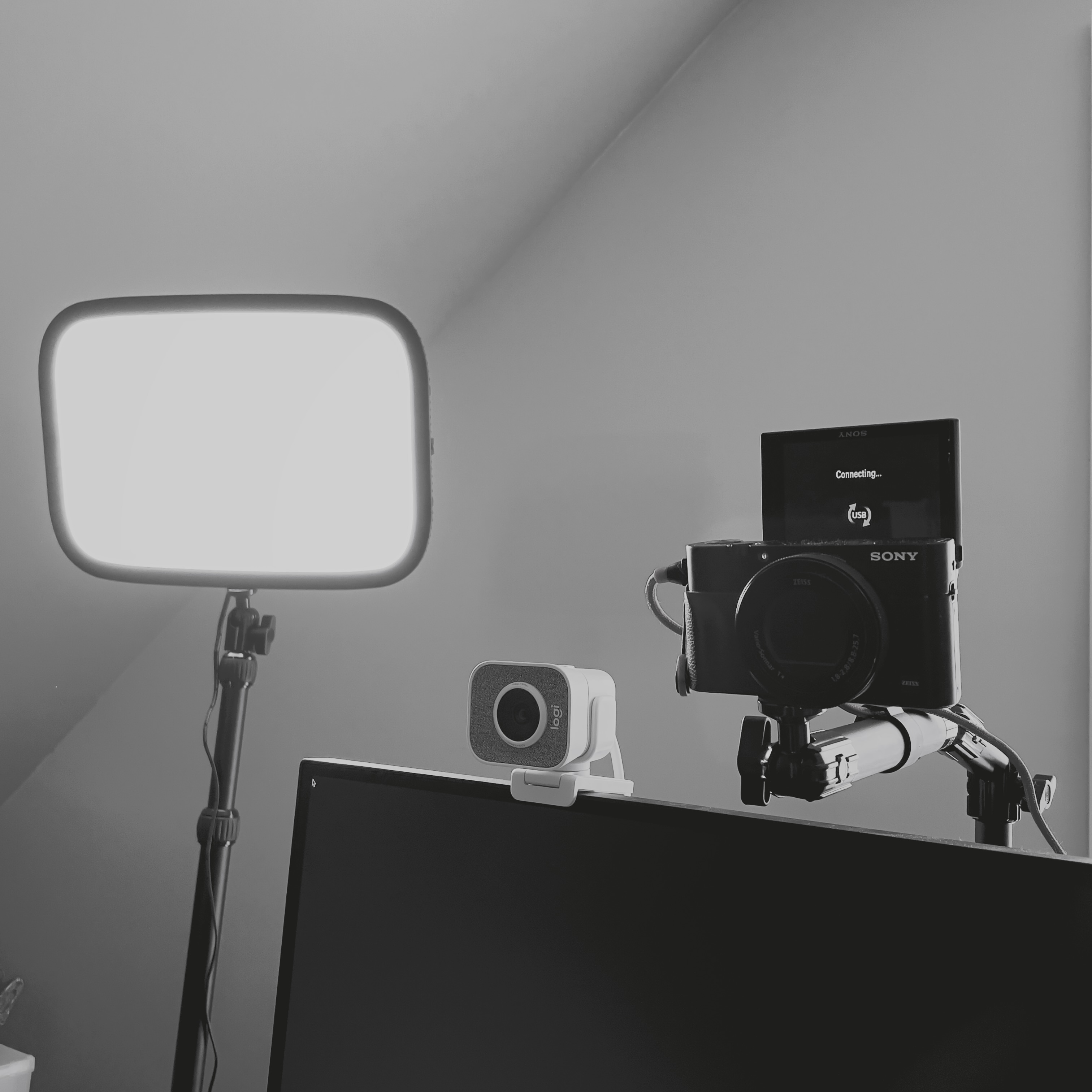 elgato Key Light, Logitech Streamcam, Sony RX100 VA elgato Key Light, Logitech Streamcam, Sony RX100 VA