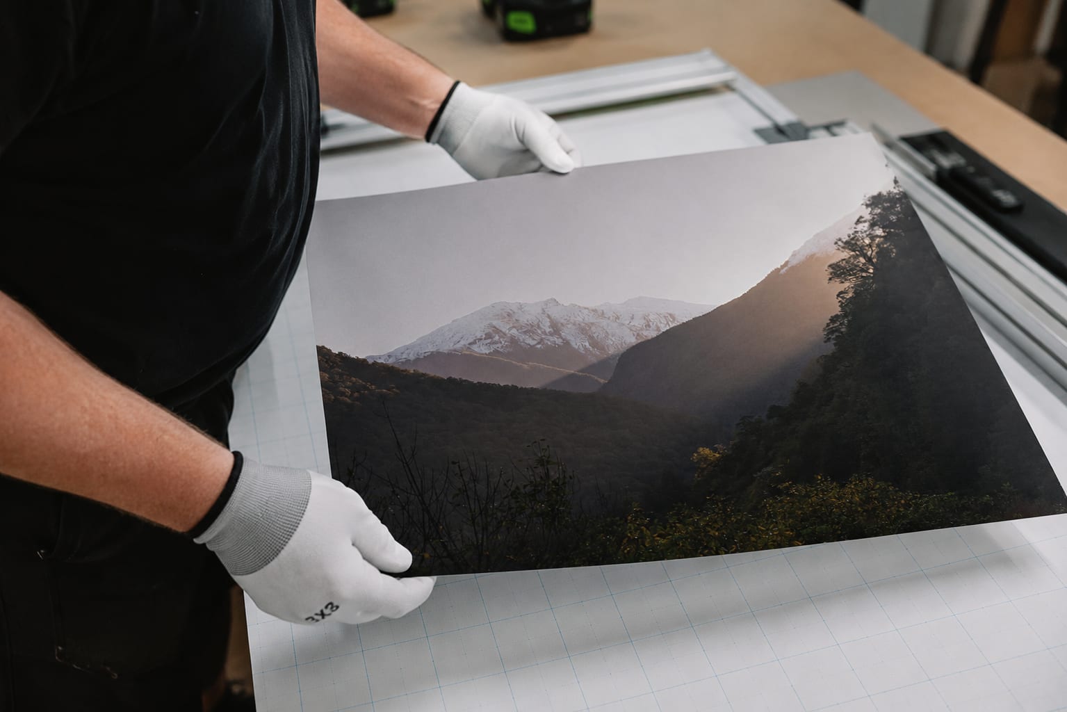 Fine art print on display
