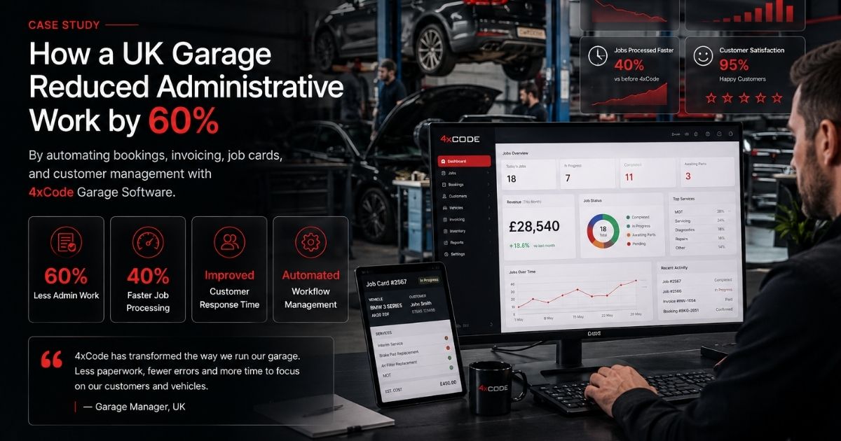 How a UK Garage Reduced Administrative Work by 60% Using 4xCode Garage Software